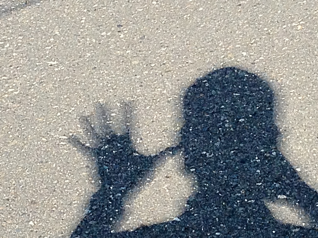 手の影が二重に